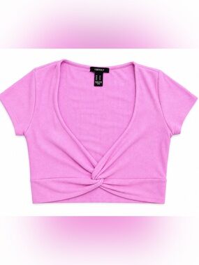 Forever 21 Lilac Ribbed Twist-Front Crop Top